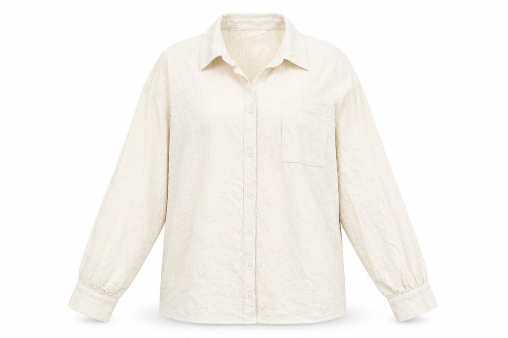 PRETTYLITTLETHING Womens Beige Polyester Basic Button-Up Size 12 Collared