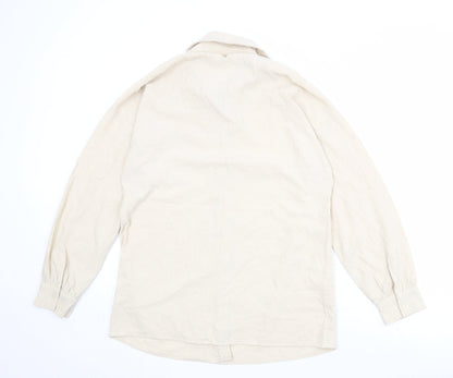 PRETTYLITTLETHING Womens Beige Polyester Basic Button-Up Size 12 Collared