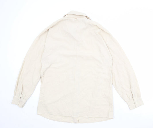PRETTYLITTLETHING Womens Beige Polyester Basic Button-Up Size 12 Collared