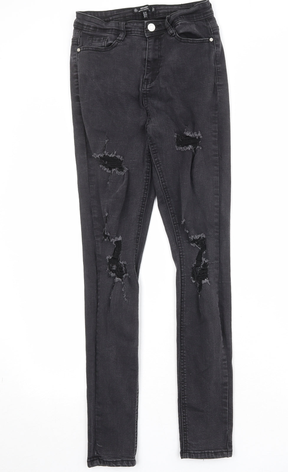Missguided Womens Black Cotton Skinny Jeans Size 10 Regular Zip