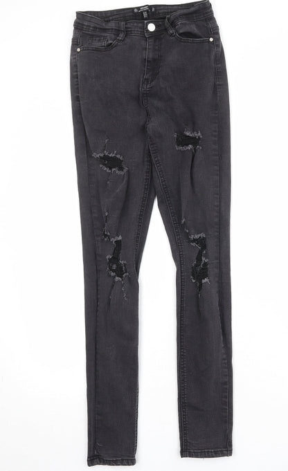 Missguided Womens Black Cotton Skinny Jeans Size 10 Regular Zip