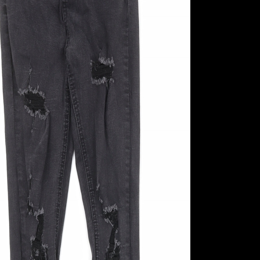 Missguided Womens Black Cotton Skinny Jeans Size 10 Regular Zip