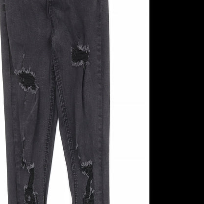 Missguided Womens Black Cotton Skinny Jeans Size 10 Regular Zip