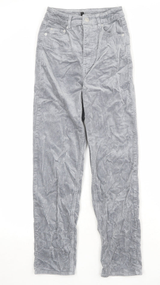 Divided by H&M Womens Grey Cotton Trousers Size S Regular Zip
