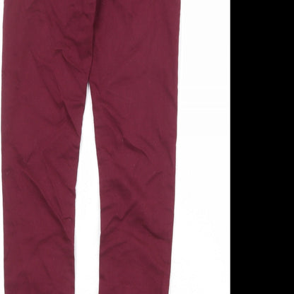 M&Co Girls Red Cotton Skinny Jeans Size 11 Years Regular Zip