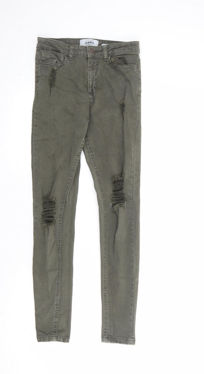New Look Womens Green Cotton Skinny Jeans Size 8 Regular Zip