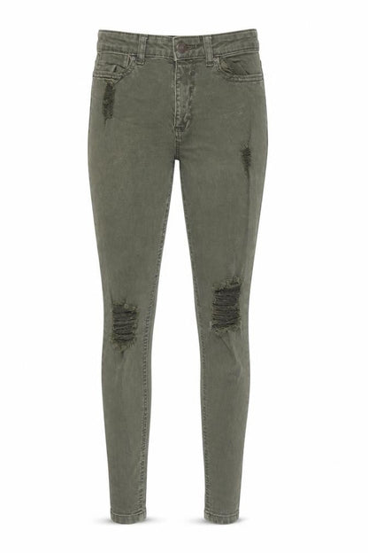 New Look Womens Green Cotton Skinny Jeans Size 8 Regular Zip