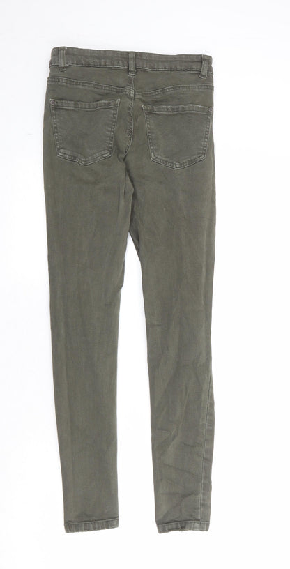New Look Womens Green Cotton Skinny Jeans Size 8 Regular Zip