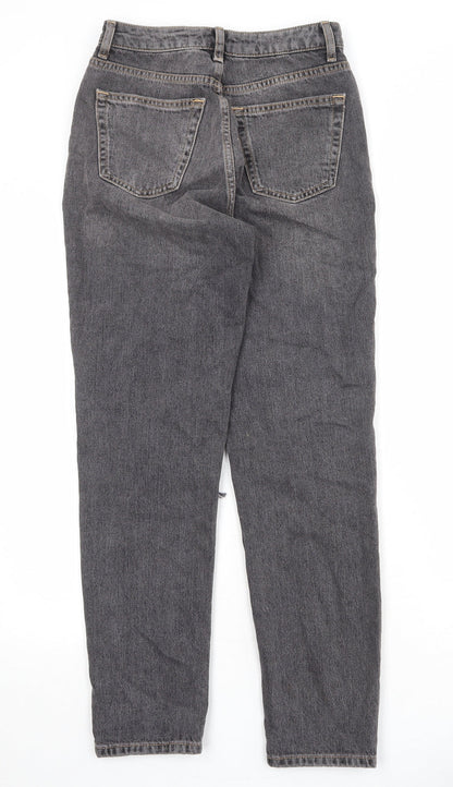 Topshop Womens Black Cotton Straight Jeans Size 26 in Regular Zip
