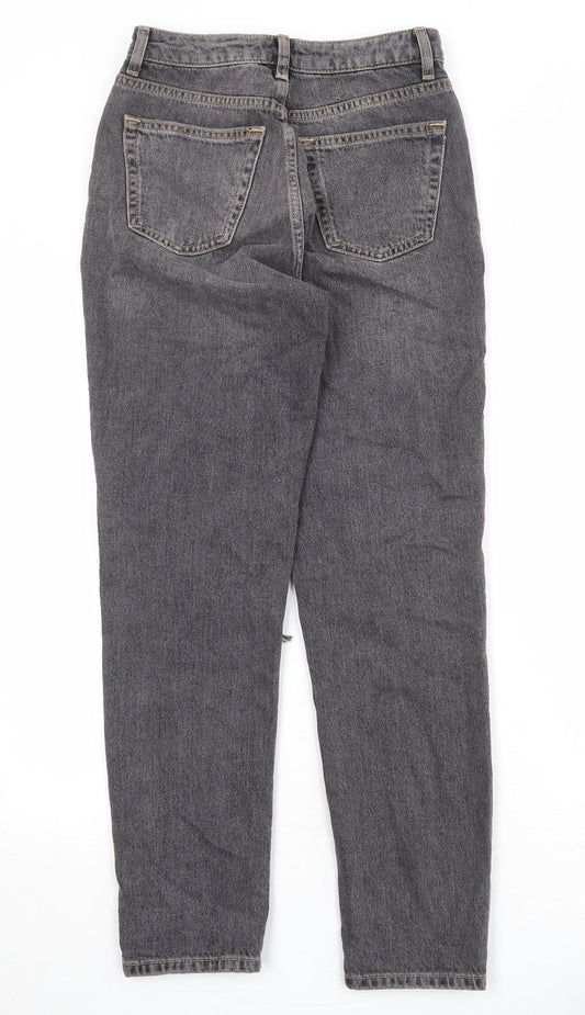 Topshop Womens Black Cotton Straight Jeans Size 26 in Regular Zip