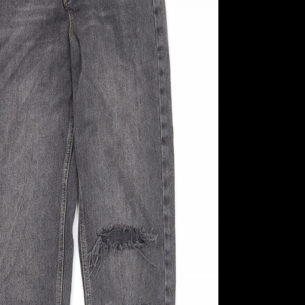 Topshop Womens Black Cotton Straight Jeans Size 26 in Regular Zip
