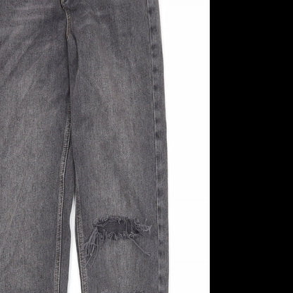 Topshop Womens Black Cotton Straight Jeans Size 26 in Regular Zip