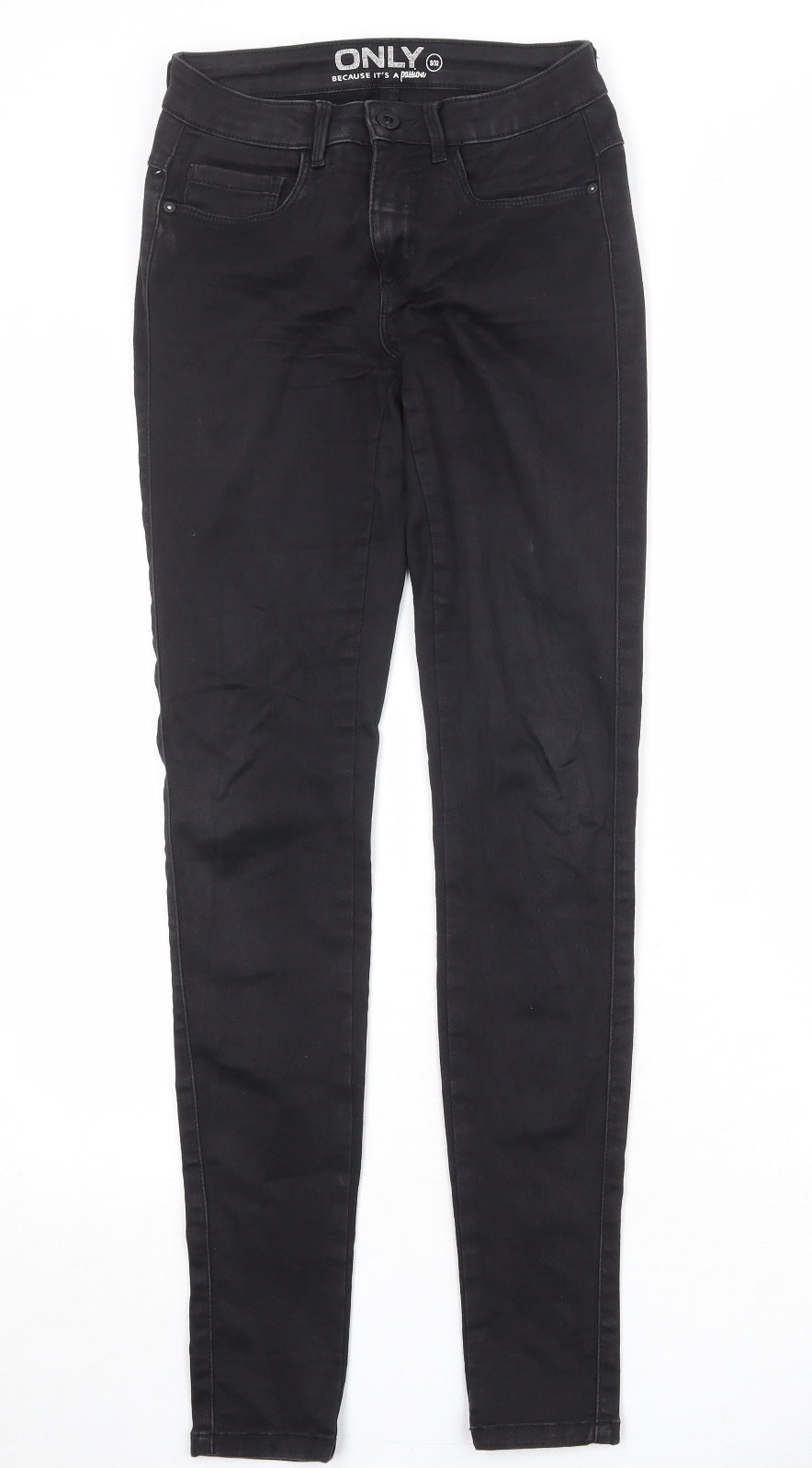 Only Womens Black Cotton Skinny Jeans Size 32 in Regular Zip
