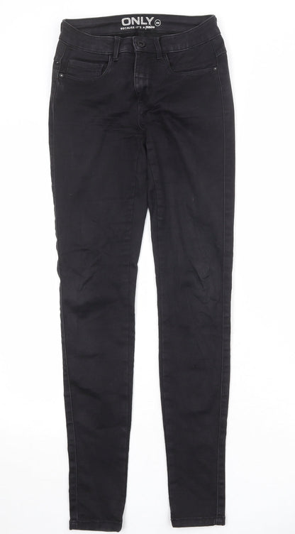 Only Womens Black Cotton Skinny Jeans Size 32 in Regular Zip