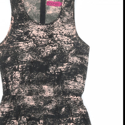 Boohoo Womens Black Geometric Polyester Playsuit One-Piece Size 10 Zip