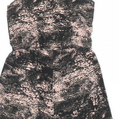 Boohoo Womens Black Geometric Polyester Playsuit One-Piece Size 10 Zip