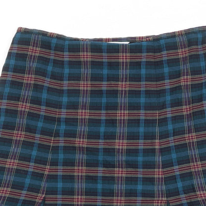 EAST Womens Multicoloured Plaid Polyester Swing Skirt Size 34 in Zip