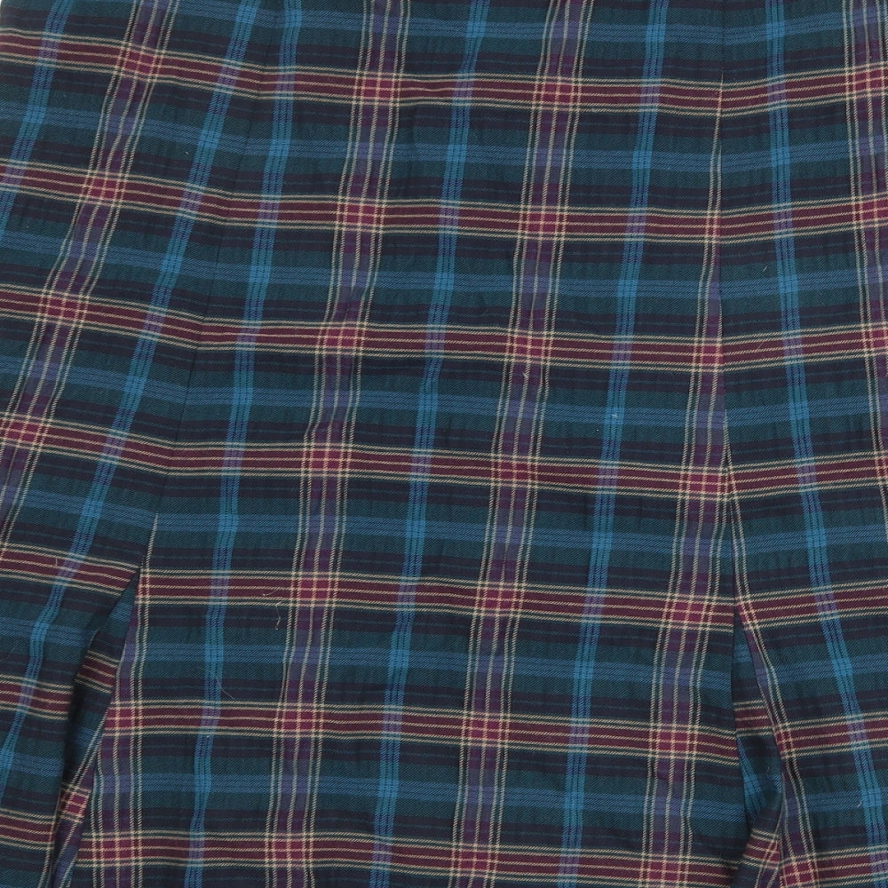 EAST Womens Multicoloured Plaid Polyester Swing Skirt Size 34 in Zip