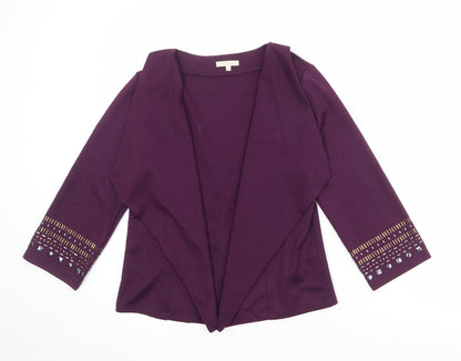 Epilogue Womens Purple V-Neck Polyester Cardigan Jumper Size 12