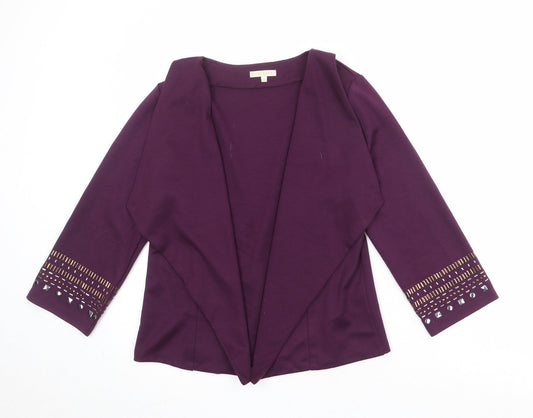 Epilogue Womens Purple V-Neck Polyester Cardigan Jumper Size 12