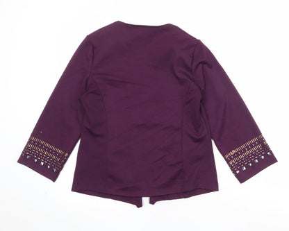 Epilogue Womens Purple V-Neck Polyester Cardigan Jumper Size 12
