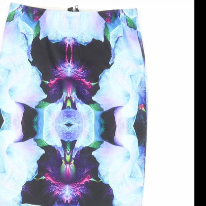 Ginger Fizz Womens Multicoloured Geometric Polyester Trumpet Skirt Size 10 Zip
