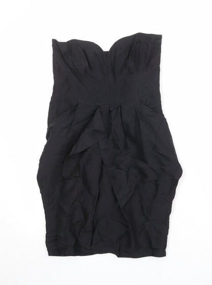 Warehouse Womens Black Silk Maxi Size 10 Sweetheart Zip