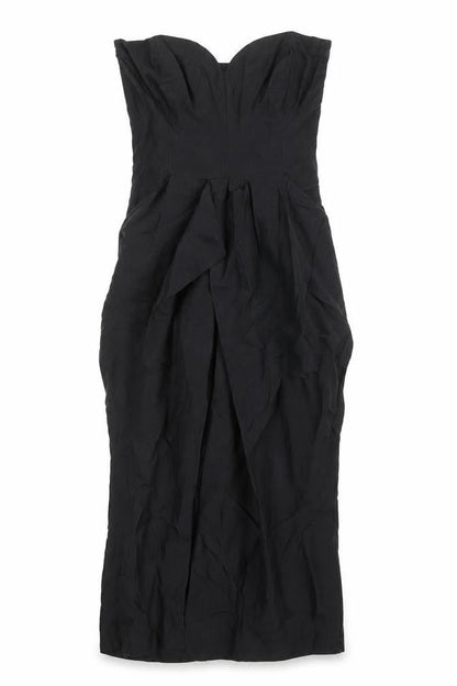 Warehouse Womens Black Silk Maxi Size 10 Sweetheart Zip