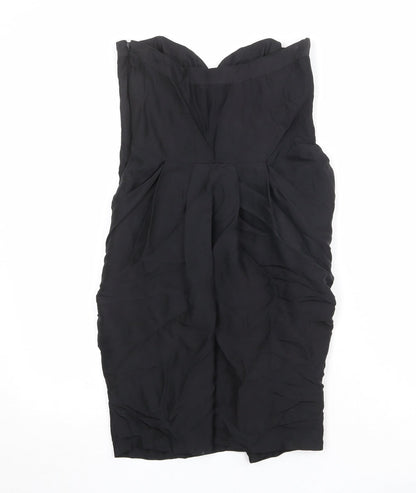 Warehouse Womens Black Silk Maxi Size 10 Sweetheart Zip