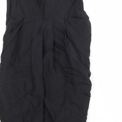 Warehouse Womens Black Silk Maxi Size 10 Sweetheart Zip