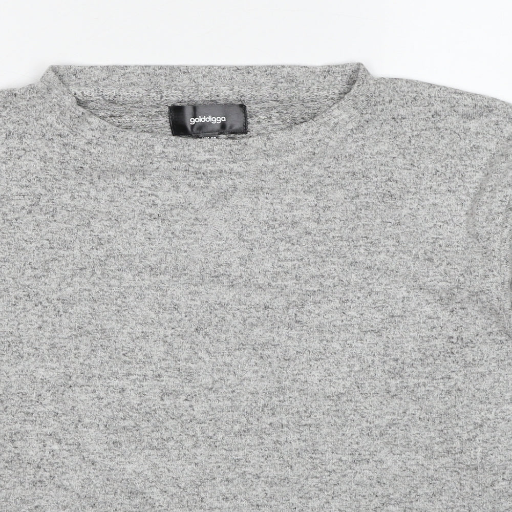 Womens UK Size 10 Golddigga Grey Pullover Jumper