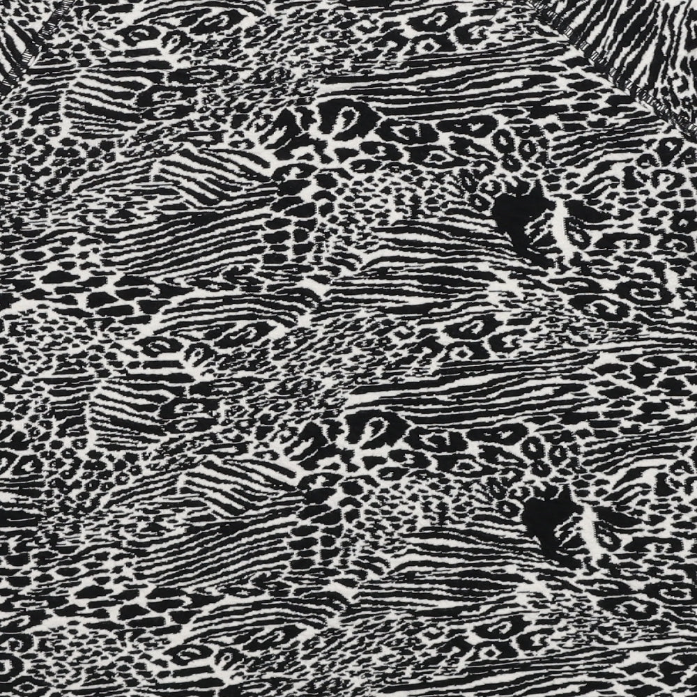 Indigo Womens Black Round Neck Animal Print Cotton Pullover Jumper Size 12 - Tiger Print