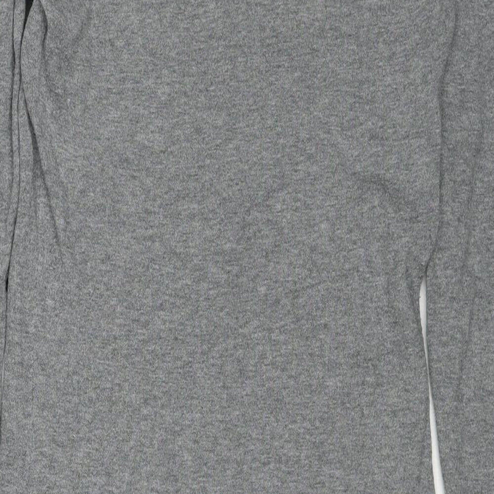 NEXT Womens Grey Cotton Jumper Dress Size 6 Boat Neck Pullover - Crocheted Lace Detail