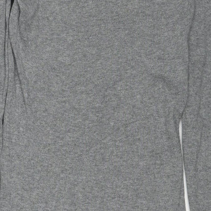 NEXT Womens Grey Cotton Jumper Dress Size 6 Boat Neck Pullover - Crocheted Lace Detail