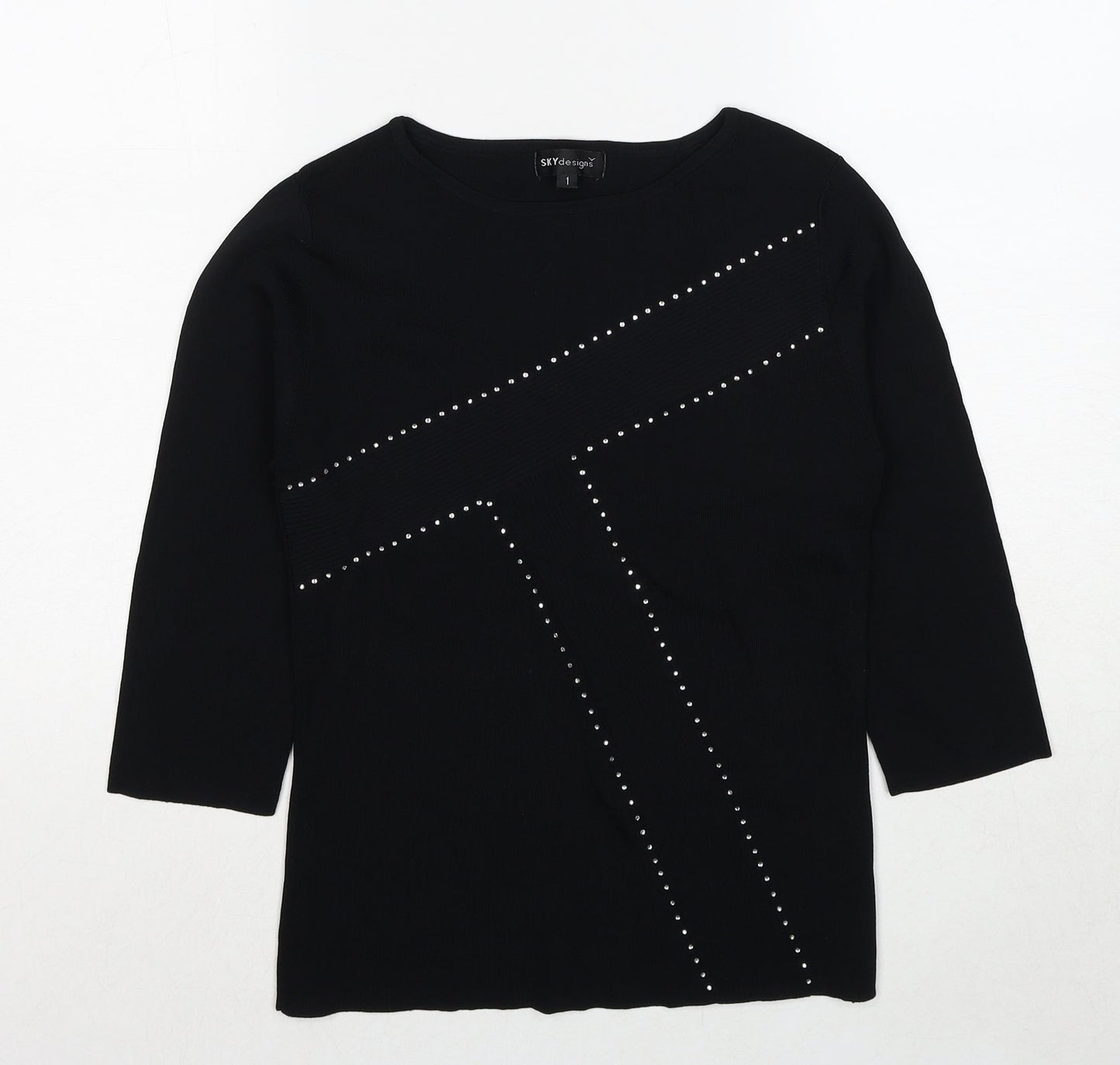 Womens UK Size S Sky Design Black Pullover Jumper