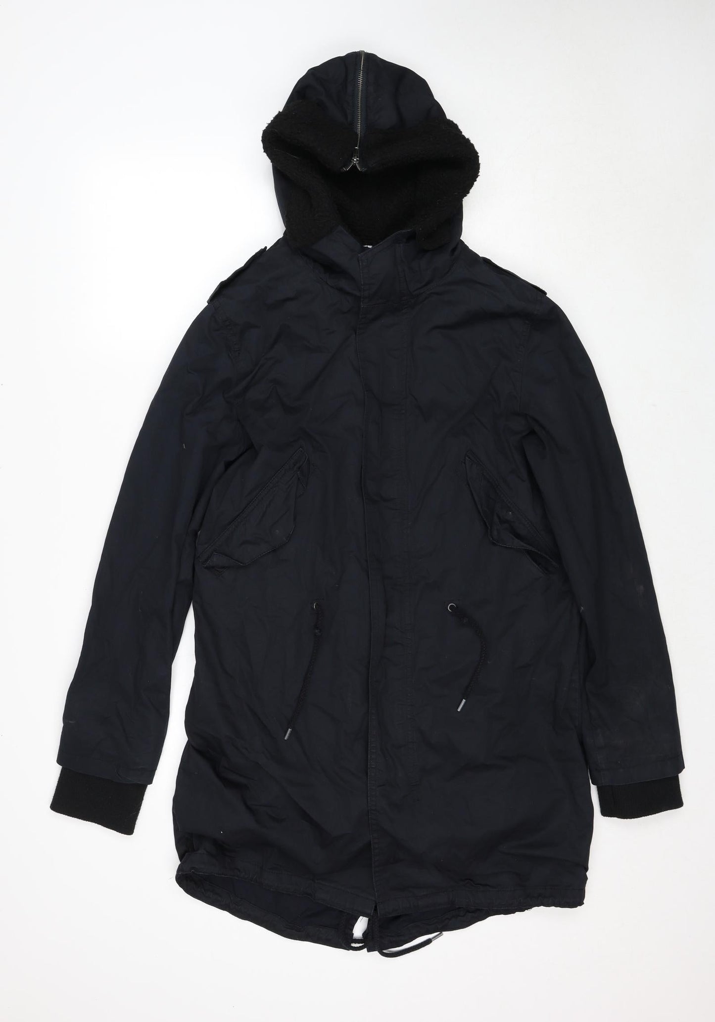 Womens UK Size S Divided by H&M Blue Parka Coat