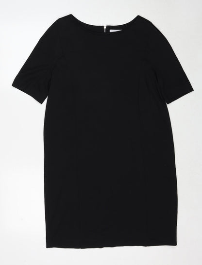 RESERVED Womens Black Viscose A-Line Size L Round Neck Zip
