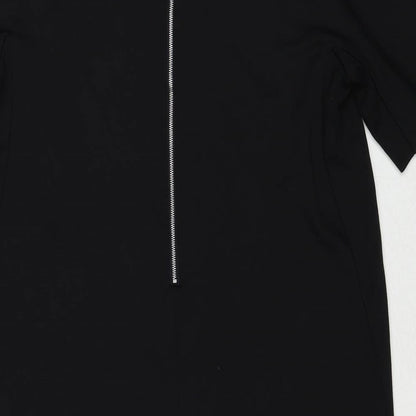 RESERVED Womens Black Viscose A-Line Size L Round Neck Zip