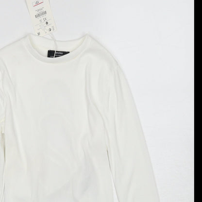 Womens UK Size XS Bershka White Cropped Blouse