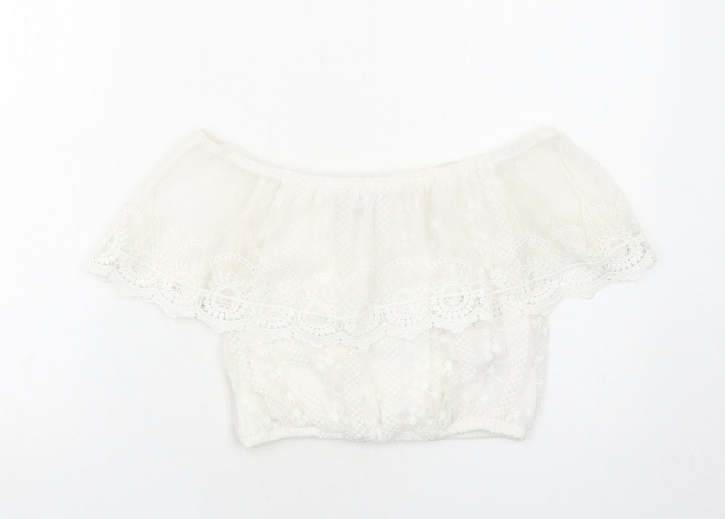 Womens UK Size 8 New Look White Cropped Blouse