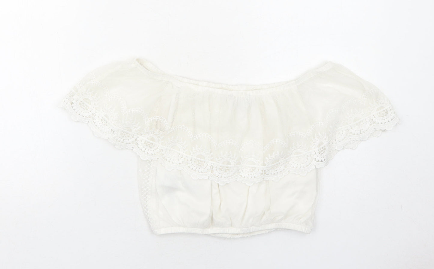 Womens UK Size 8 New Look White Cropped Blouse