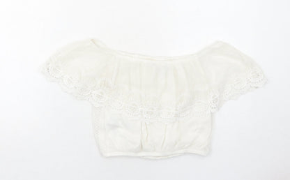 Womens UK Size 8 New Look White Cropped Blouse
