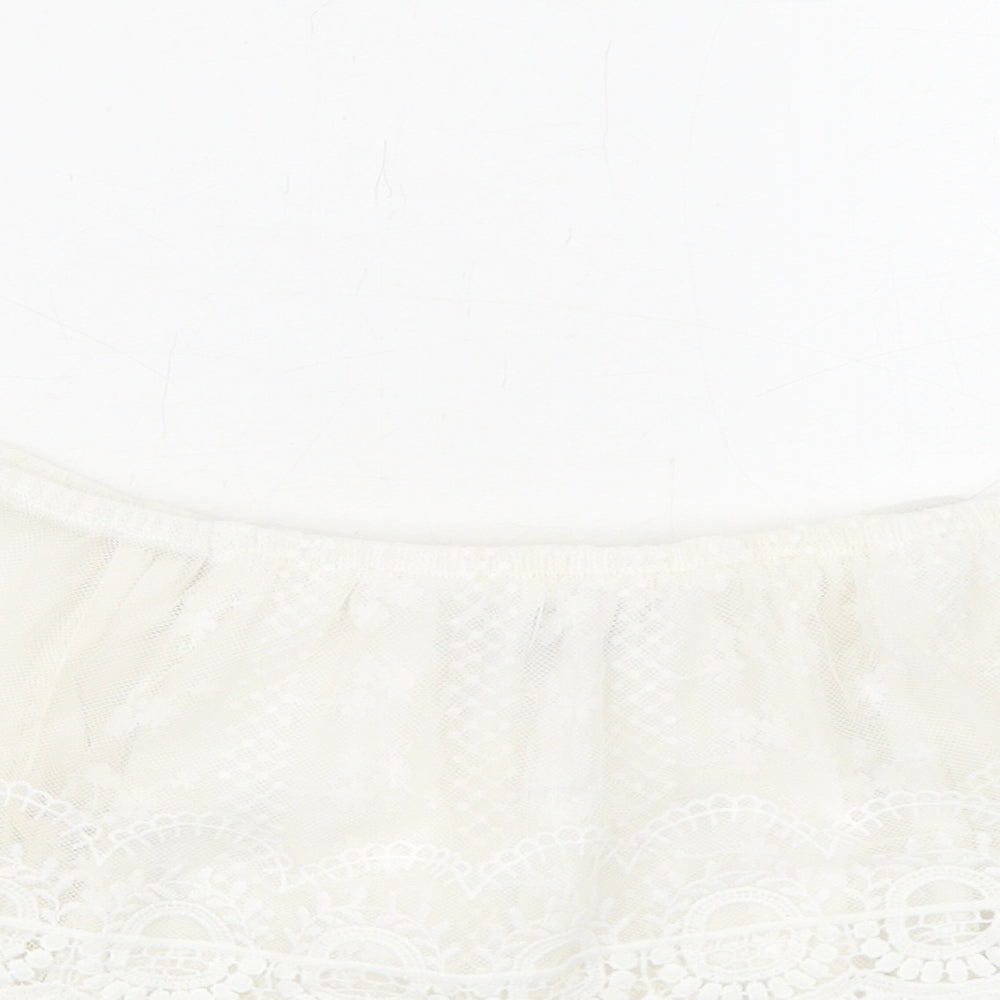 Womens UK Size 8 New Look White Cropped Blouse