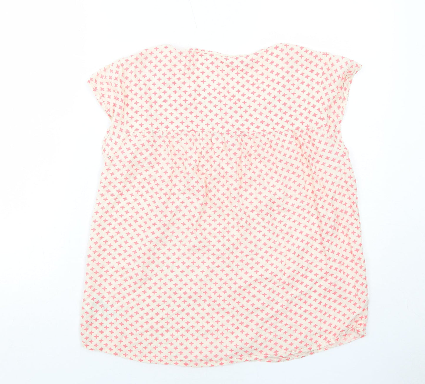 Saint Tropez Clothing Womens Pink Geometric Viscose Basic Blouse Size L Round Neck