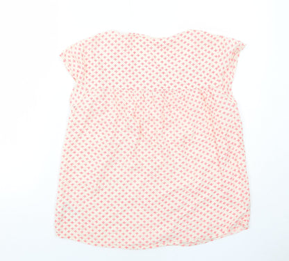 Saint Tropez Clothing Womens Pink Geometric Viscose Basic Blouse Size L Round Neck