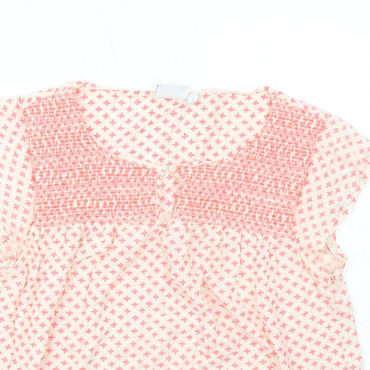 Saint Tropez Clothing Womens Pink Geometric Viscose Basic Blouse Size L Round Neck