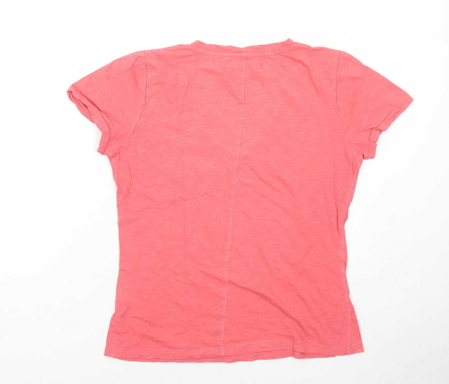 John Lewis Womens Pink Cotton Basic T-Shirt Size 10 V-Neck