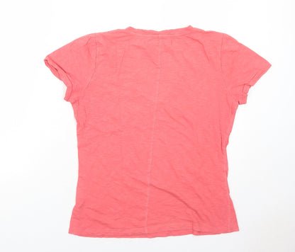 John Lewis Womens Pink Cotton Basic T-Shirt Size 10 V-Neck