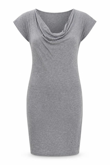 RESERVED Womens Grey Cotton T-Shirt Dress Size S Cowl Neck Pullover