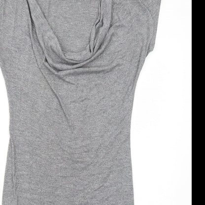 RESERVED Womens Grey Cotton T-Shirt Dress Size S Cowl Neck Pullover